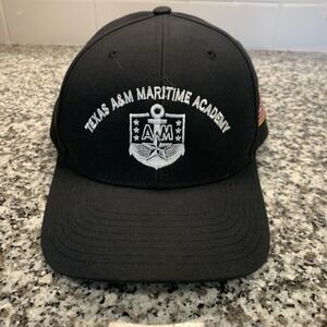 Texas A&M Maritime Academy Hat Cap Strap Back Mens Medium Large Black Richardson